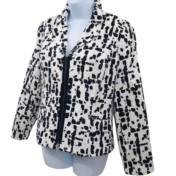 Chico’s Black and White Full Zipper Lined Jacket - Picture 3 of 11